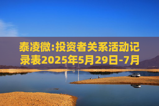 泰凌微:投资者关系活动记录表2025年5月29日-7月1日