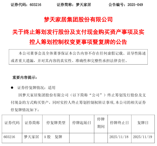 突发！603216 终止收购+控制权变更！明日复牌！  第2张